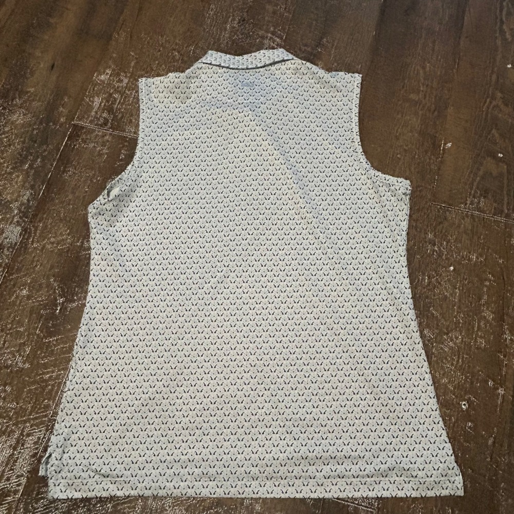 Peter Millar Womens Sleeveless Golf Polo Shirt Blue Geometric Petal Print Large - Picture 7 of 7